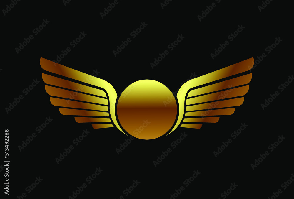 Obraz premium winged gold logo with circle