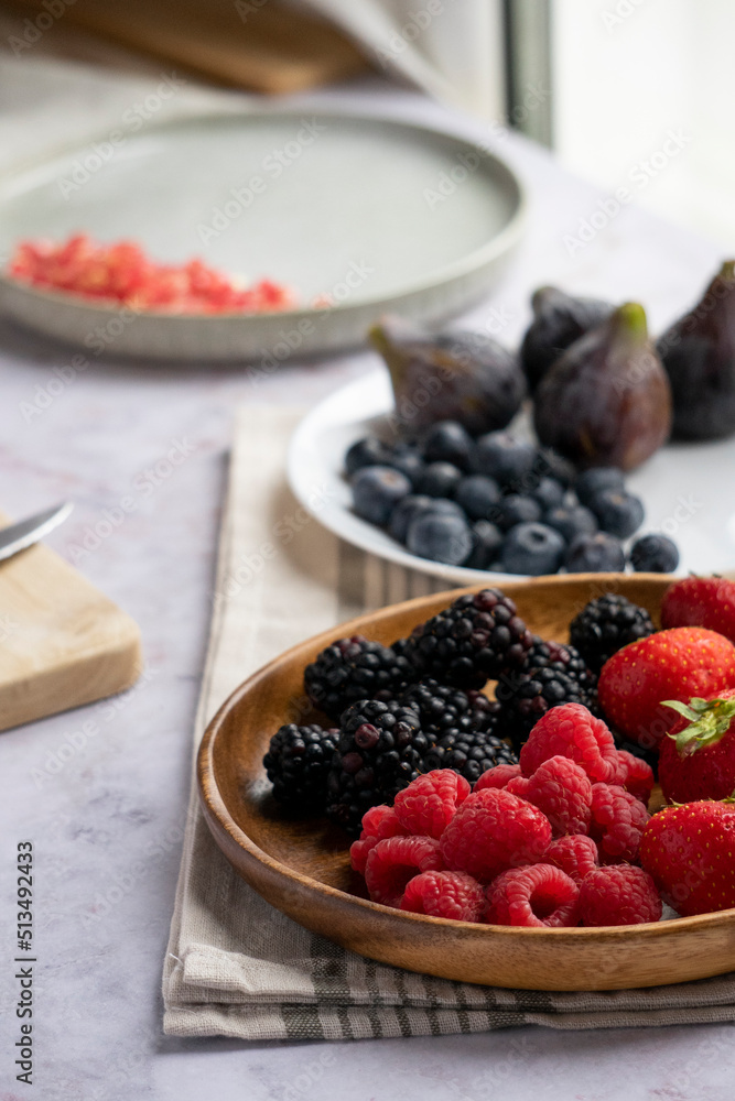 preparing a breakfast with red fruits preparing a breakfast with red fruits