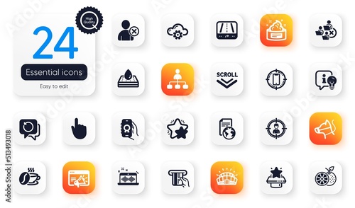 Set of Business flat icons. Star, Music making and Winner podium elements for web application. Management, Dog leash, Credit card icons. Sports stadium, Waterproof mattress. Vector