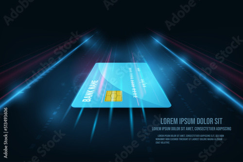 Vector internet fastest connection with credit card concept. Speed of network internet wireless.