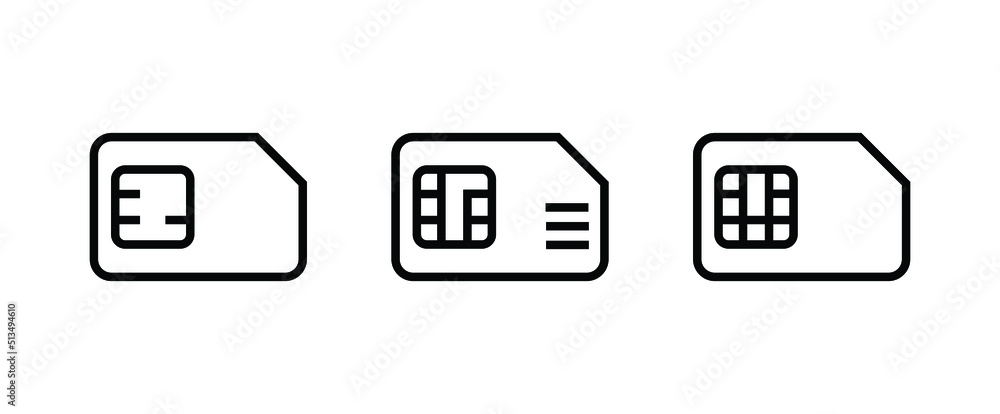 SIM card thin line icon. Vector linear illustration. Pictogram isolated on background. SIM card thin line icon. Vector linear illustration. Pictogram isolated on background.