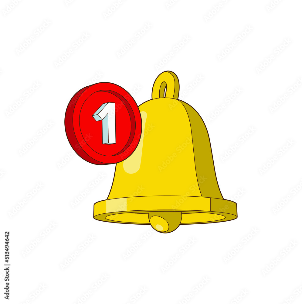 Isometric Notification bell illustration. Three dimensions the golden alert bell is shaking to alert the upcoming schedule. Vector icon Isometric Notification bell illustration. Three dimensions the golden alert bell is shaking to alert the upcoming schedule. Vector icon