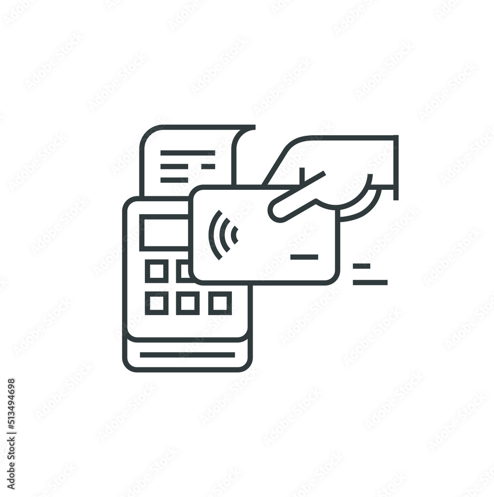 NFC contactless wireless pay sign logo. Credit card or mobile nfc payment. Vector icon concept. Hand holding credit debit card. NFC contactless wireless pay sign logo. Credit card or mobile nfc payment. Vector icon concept. Hand holding credit debit card.