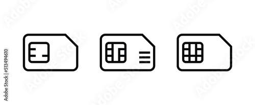 SIM card thin line icon. Vector linear illustration. Pictogram isolated on background.