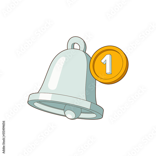 Isometric Notification bell illustration. Three dimensions the golden alert bell is shaking to alert the upcoming schedule. Vector icon