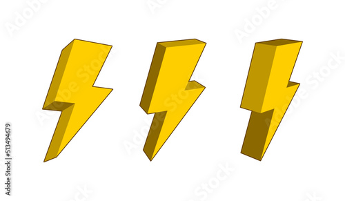Free Download Thunder and Bolt Lighting Flash Illustration Set. Flat Style, Isolated in  Background. Vector isometric, 3 Dimensional  Perspective Icon - GFXLoad