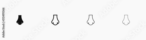 Nose vector icon isolated on white background. Editable stroke