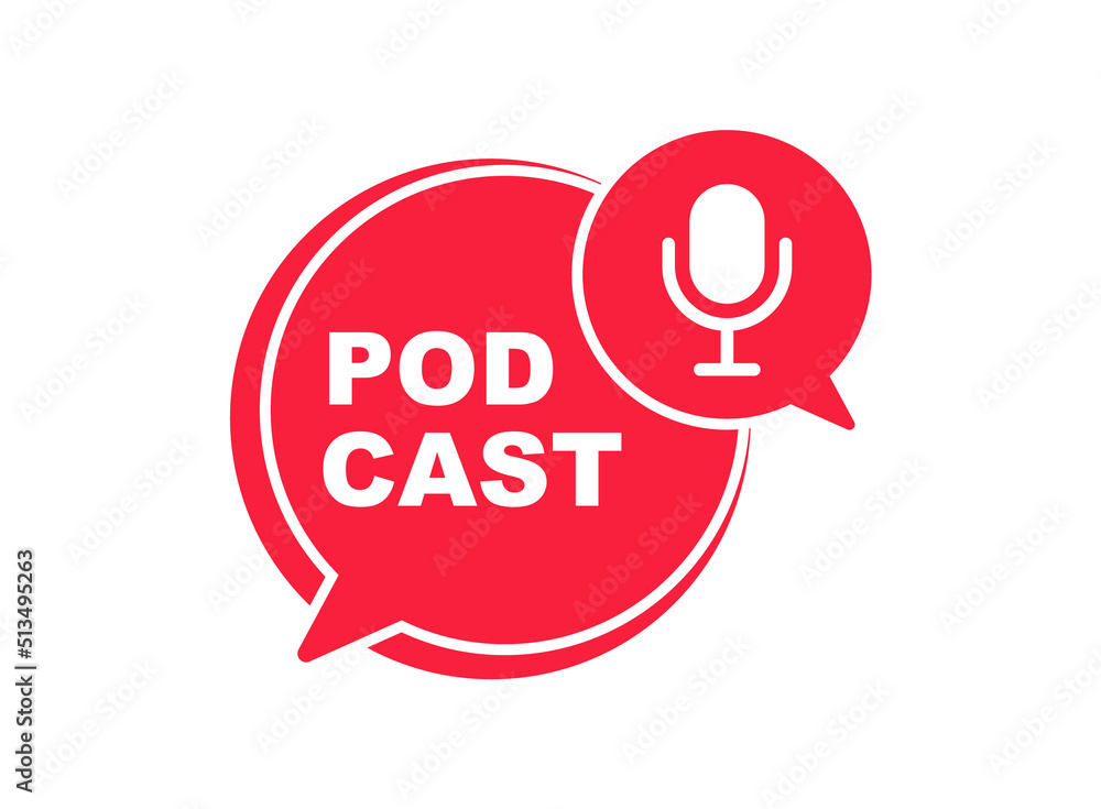 Podcast logo. The microphone icon. Podcast radio icon. Studio microphone with webcast. Audio record concept. Vector illustration. Podcast logo. The microphone icon. Podcast radio icon. Studio microphone with webcast. Audio record concept. Vector illustration.
