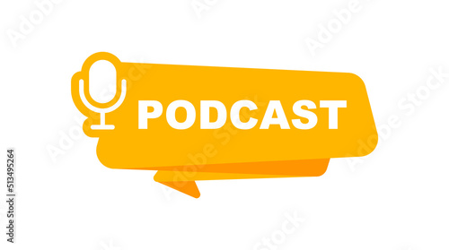 Podcast logo. The microphone icon. Podcast radio icon. Studio microphone with webcast. Audio record concept. Vector illustration.