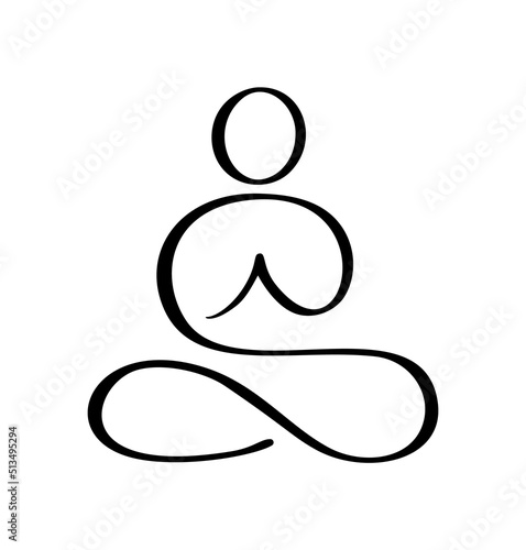 Yoga Lotus pose icon Vector Logo concept. Meditation Yoga Minimal Symbol. Health Spa Meditation Harmony Zen Logotype. Creative Graphic Sign design template