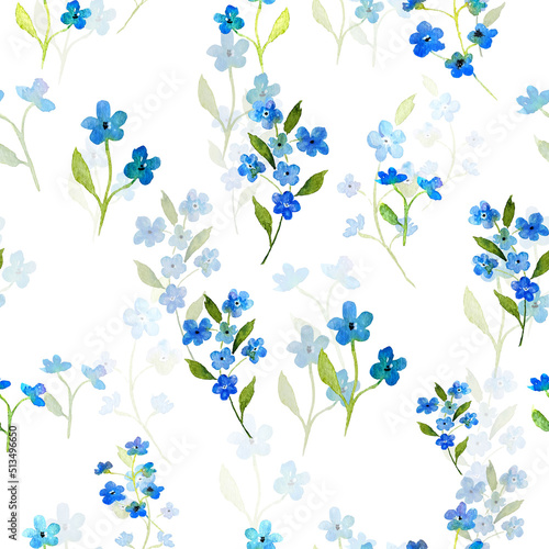 Delicate forget-me-nots, blue flowers, shades of blue, pattern