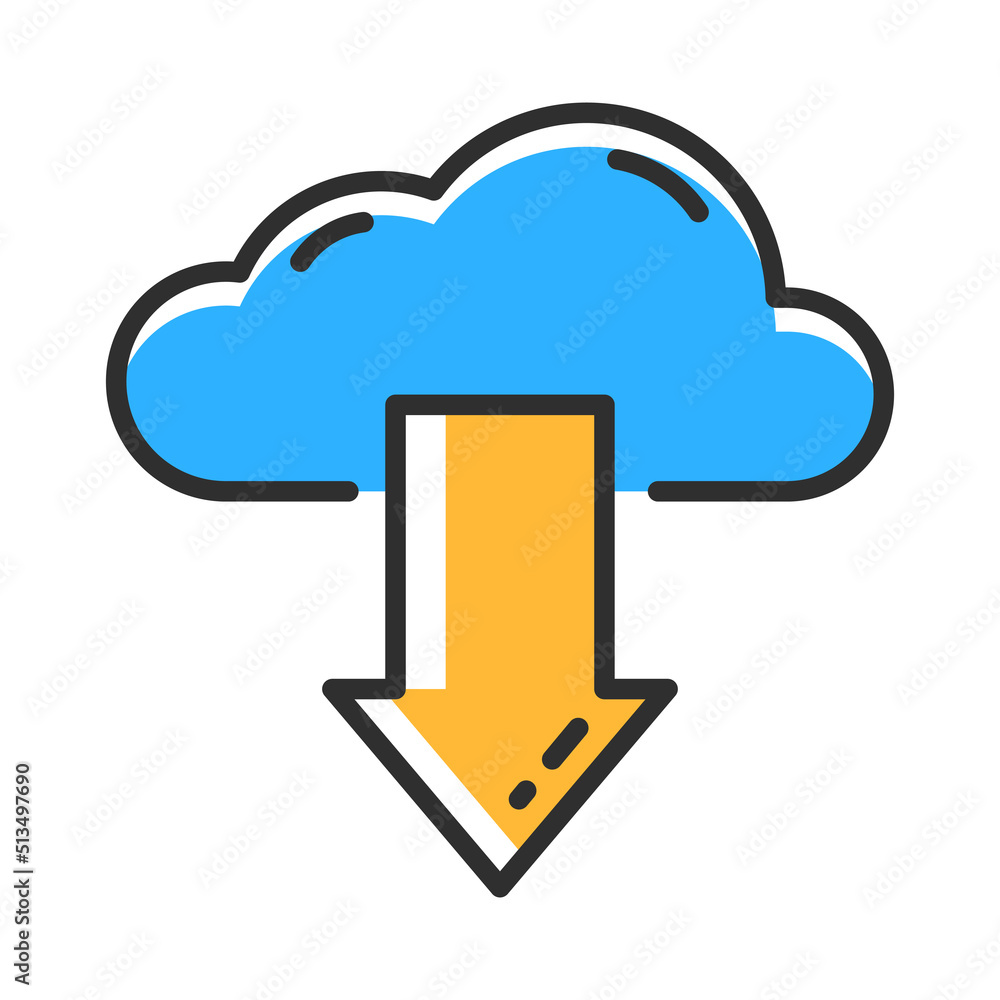 Cloud saving icon. Cloud tecnology outline style icon. Vector illustration Cloud saving icon. Cloud tecnology outline style icon. Vector illustration