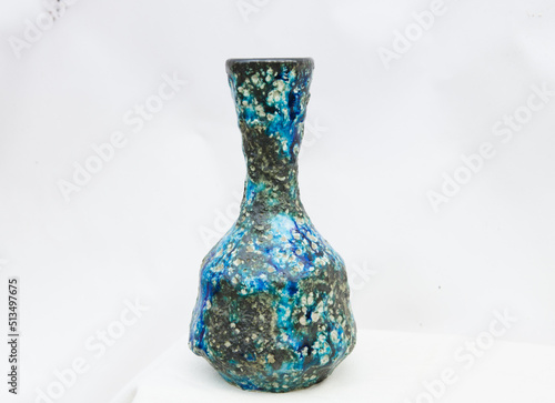 Mid-century modern style vase with blue and grey glaze