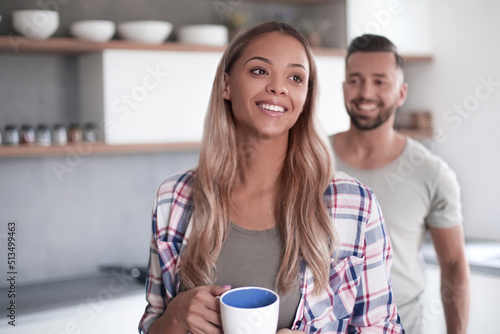 happy young woman with Cup of coffee