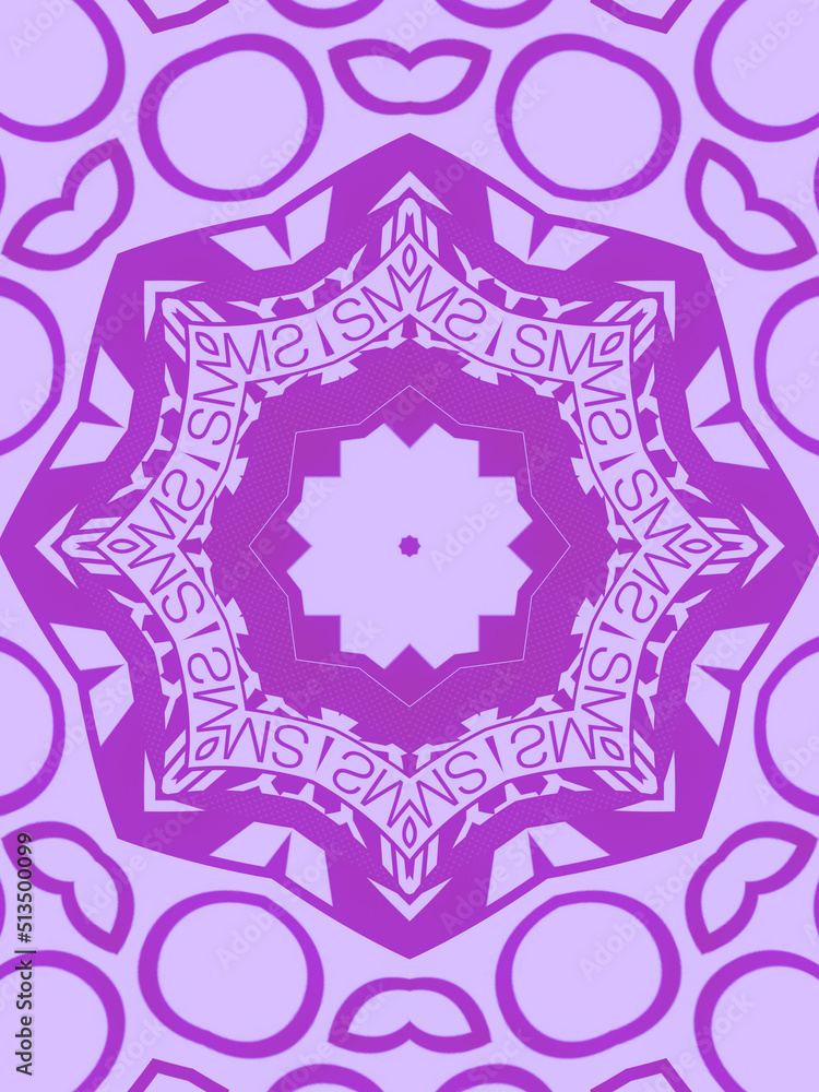 Abstract violet colored kaleidoscopic pattern. 3d rendering digital illustration background