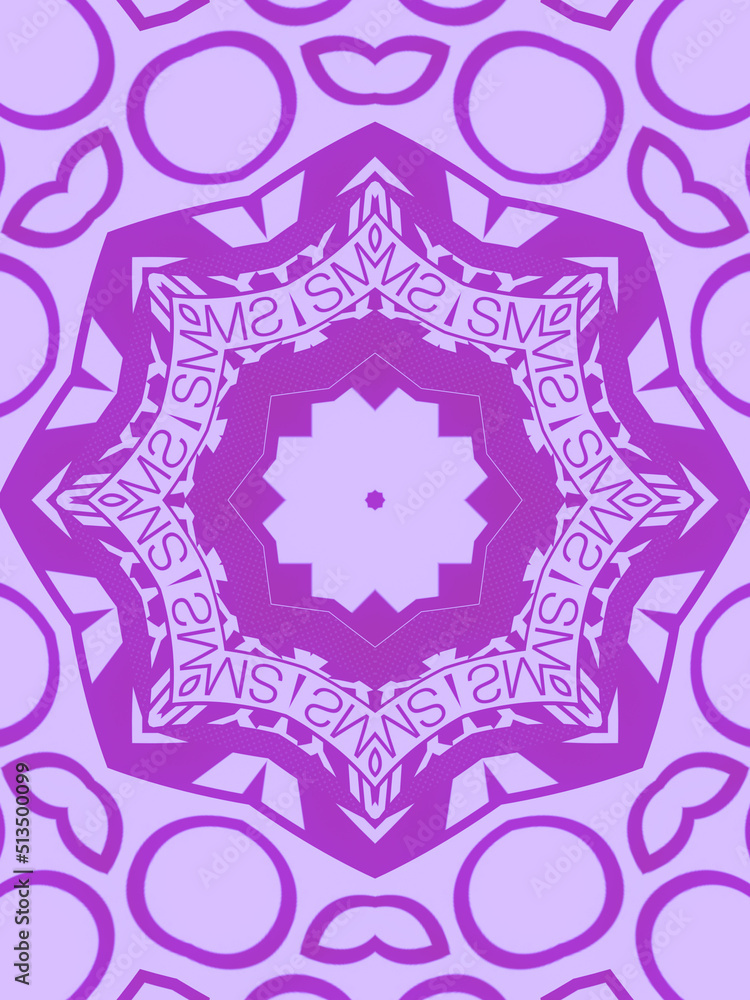 Abstract violet colored kaleidoscopic pattern. 3d rendering digital illustration background Abstract violet colored kaleidoscopic pattern. 3d rendering digital illustration background