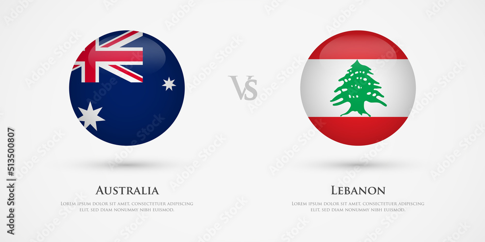 Australia vs Lebanon country flags template. The concept for game, competition, relations, friendship, cooperation, versus.