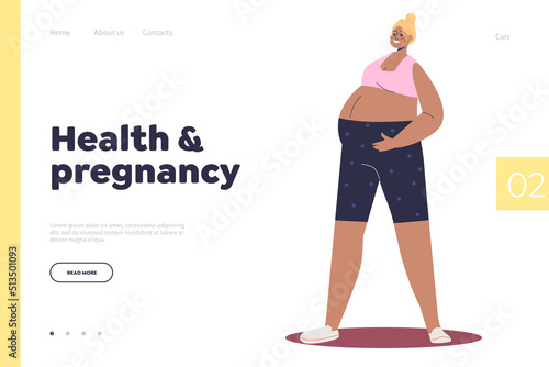 Health and pregnancy concept of landing page with pregnant young woman