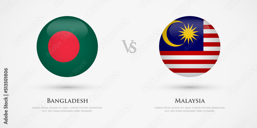 Bangladesh vs Malaysia country flags template. The concept for game, competition, relations, friendship, cooperation, versus. Bangladesh vs Malaysia country flags template. The concept for game, competition, relations, friendship, cooperation, versus.