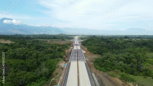 Aerial view of Sigli Banda Aceh (Sibanceh) Toll Road, Aceh, Indonesia. photo