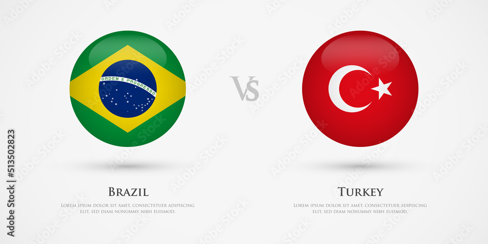 Brazil vs Turkey country flags template. The concept for game, competition, relations, friendship, cooperation, versus. Brazil vs Turkey country flags template. The concept for game, competition, relations, friendship, cooperation, versus.
