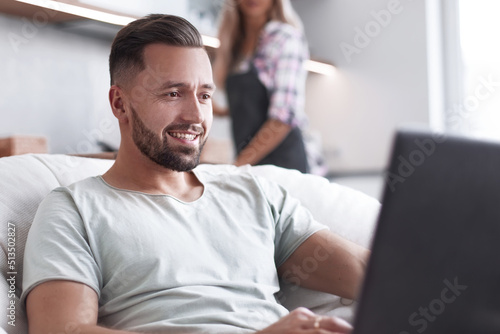 young family spends free time in the kitchen