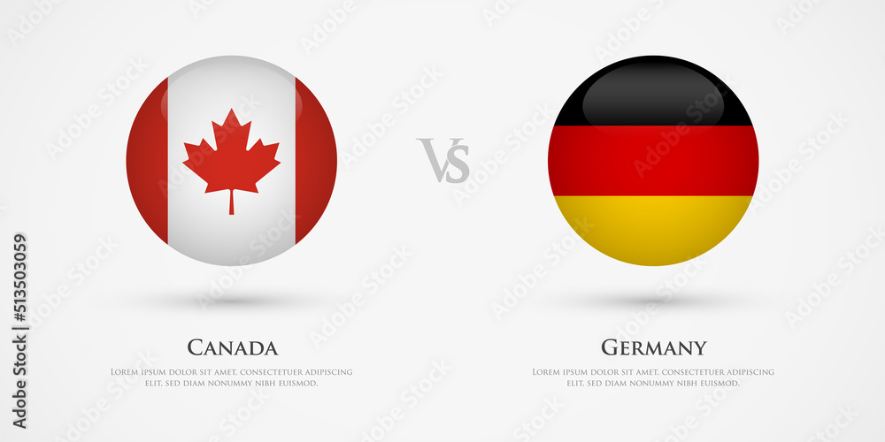 Canada vs Germany country flags template. The concept for game, competition, relations, friendship, cooperation, versus. Canada vs Germany country flags template. The concept for game, competition, relations, friendship, cooperation, versus.