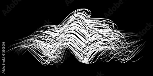 White flow brushstroke on white background.. Fluffy bunch of white politics. Abstract disheveled fibres. Vector illustration swirl blur. Crayons and chalk paint, fibers, hair and bunch