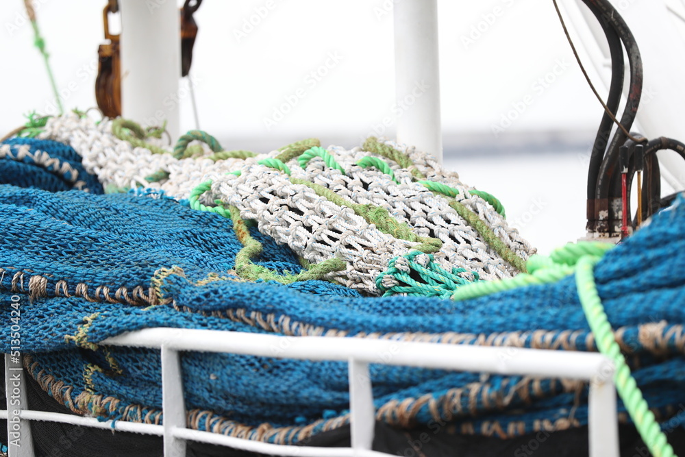 Blue nets for fish in Turkish port
