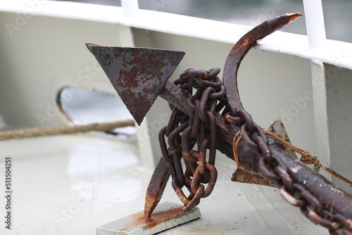 rusty anchor on the dock photo