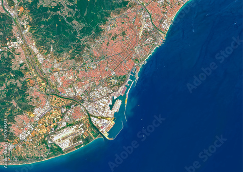 Fototapeta Naklejka Na Ścianę i Meble -  Barcelona on Sentinel open data satellite image