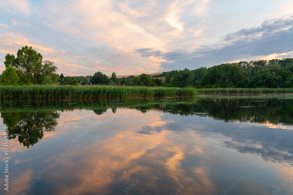 sunset over the lake