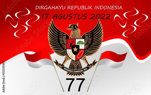 Dirgahayu Republik Indonesia means Independence Day of the Republic of Indonesia. vector illustration of red and white cloth or in Indonesian (umbul umbul) for tent decoration.