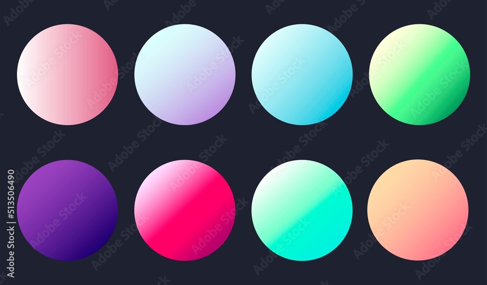 A set of gradient textures in soft gentle retro colors. Blurry colors. Background gradient for app designs, website pages, paper and fabric prints. Vector image	
