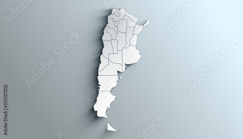 Modern White Map of Argentina with Provinces and Territories With Shadow photo
