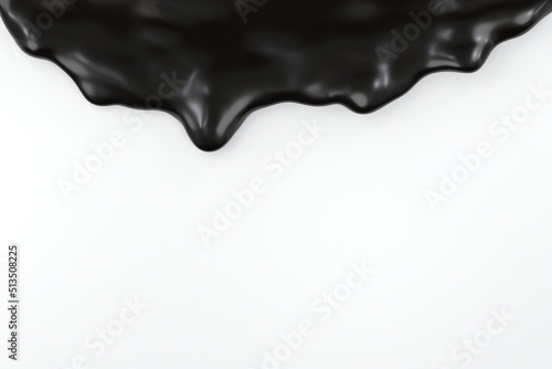 concept abstract of black liquid water flow or fluid petroleum oil isolated on white background. 3d render 