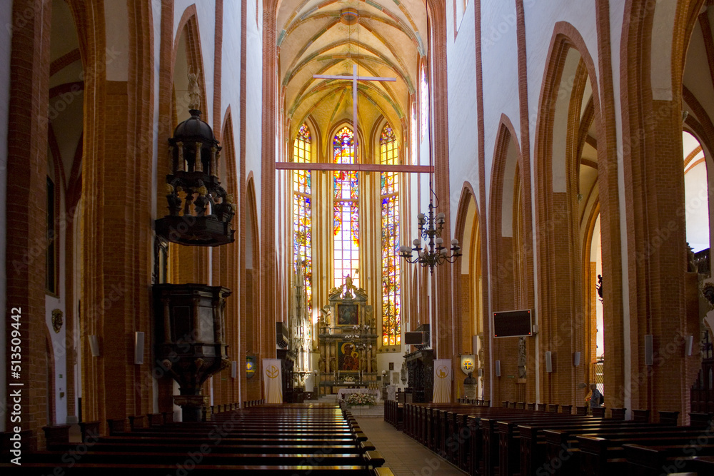 Interior of Church of St. Elizabeth or Minor Basilica (The Garrison Church) in Wroclaw, Poland