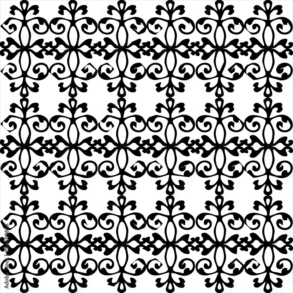 Vector, Image of batik pattern, black and white color, with transparent background