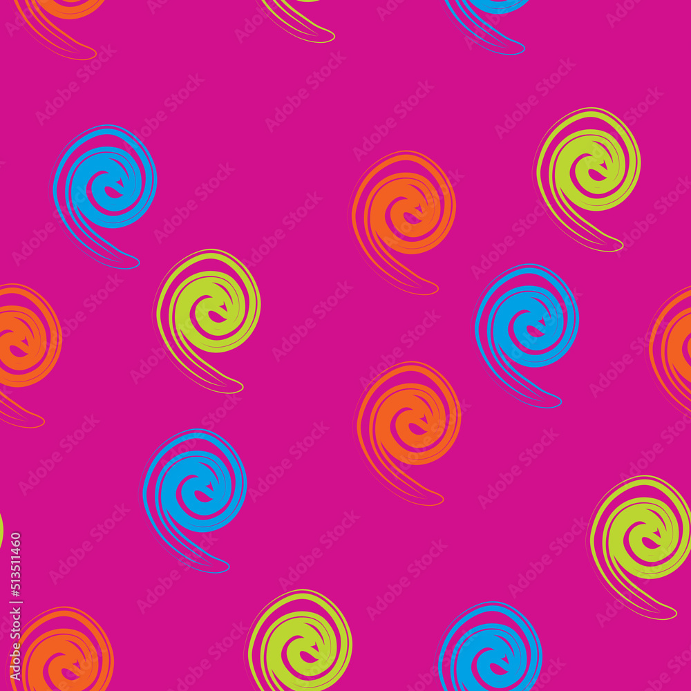 Swirl icon vector illustration. Seamless pattern. Hand drawn colorful design. Safety wind concept. Isolated graphic symbol. Autumn art sign. Brushstroke pictogram. Many doodle curve stroke