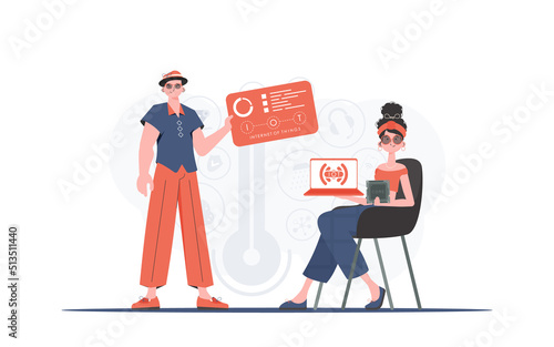 Internet of Things Team. IOT and automation concept. Good for presentations and websites. Vector illustration.