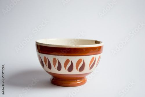 Mid-century modern style bowl with brown coffee bean pattern