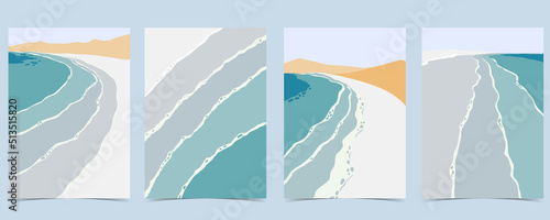 Beach postcard with sun,sea,sky and mountain in the daytime