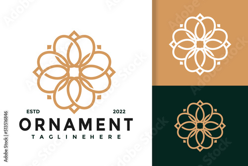 Flower Line Ornament Modern Logo Design  Vector Template