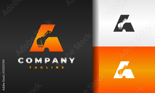 simple letter a excavator logo