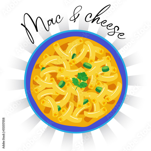 delicious mac and cheese bowl vector illustration