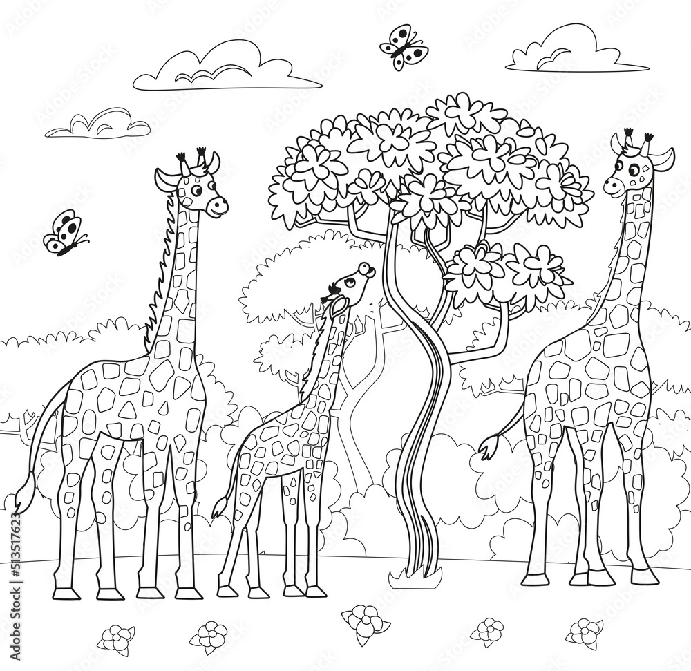 Giraffe Eating Coloring Page