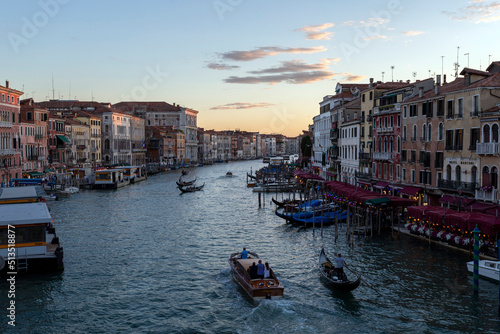 Sunset over the Grand Canal  view from Rialto Bridge on a summer evening