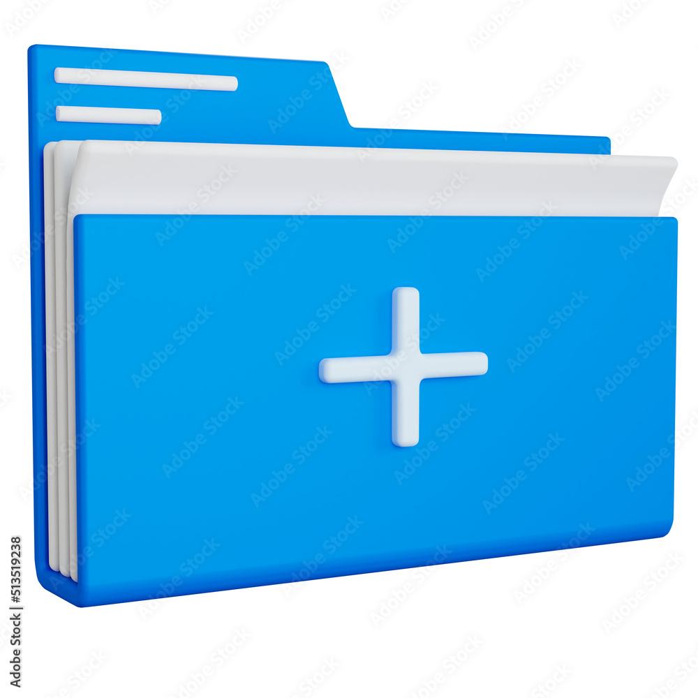 Obraz premium blue add folder isolated 3d render illustration