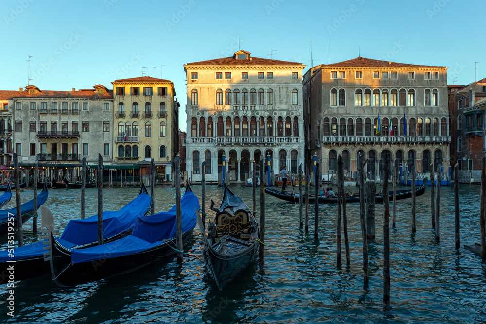 Grand canal in Venice with gondola boats