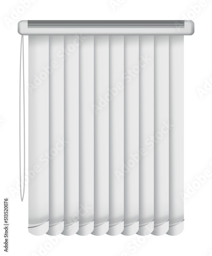 Window blind. Element room interior. Vertical window jalousie. Closed empty jalousie template. Privacy concept
